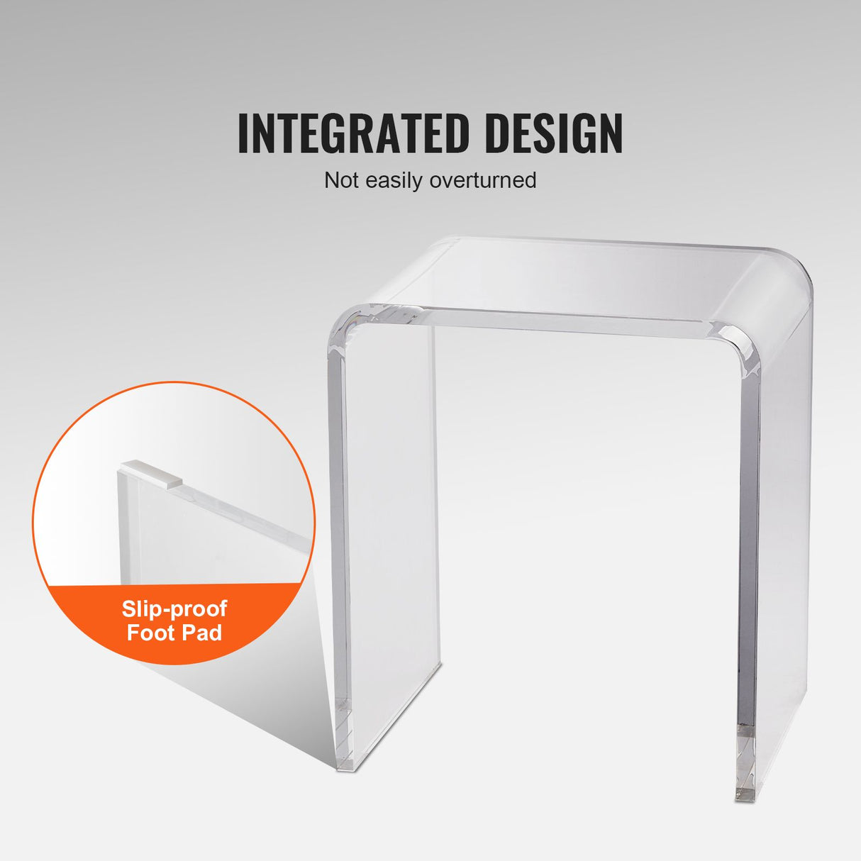 Acrylic Clear End Table, C-Shaped Lucite Side Table