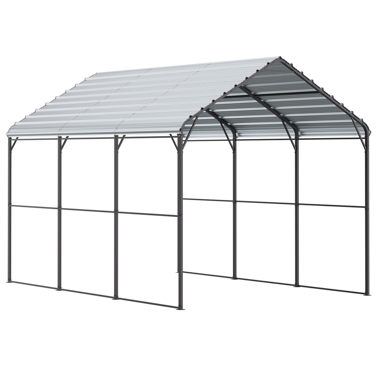 VEVOR Heavy Duty Metal Carport, 10' x 15' Outdoor Carport with Galvanized Steel Frame & Roof, Car Tent Garage Shade with Removable Sidewalls, Multi-Use Car Shelter for Pickup, Boat, Car & Tractors