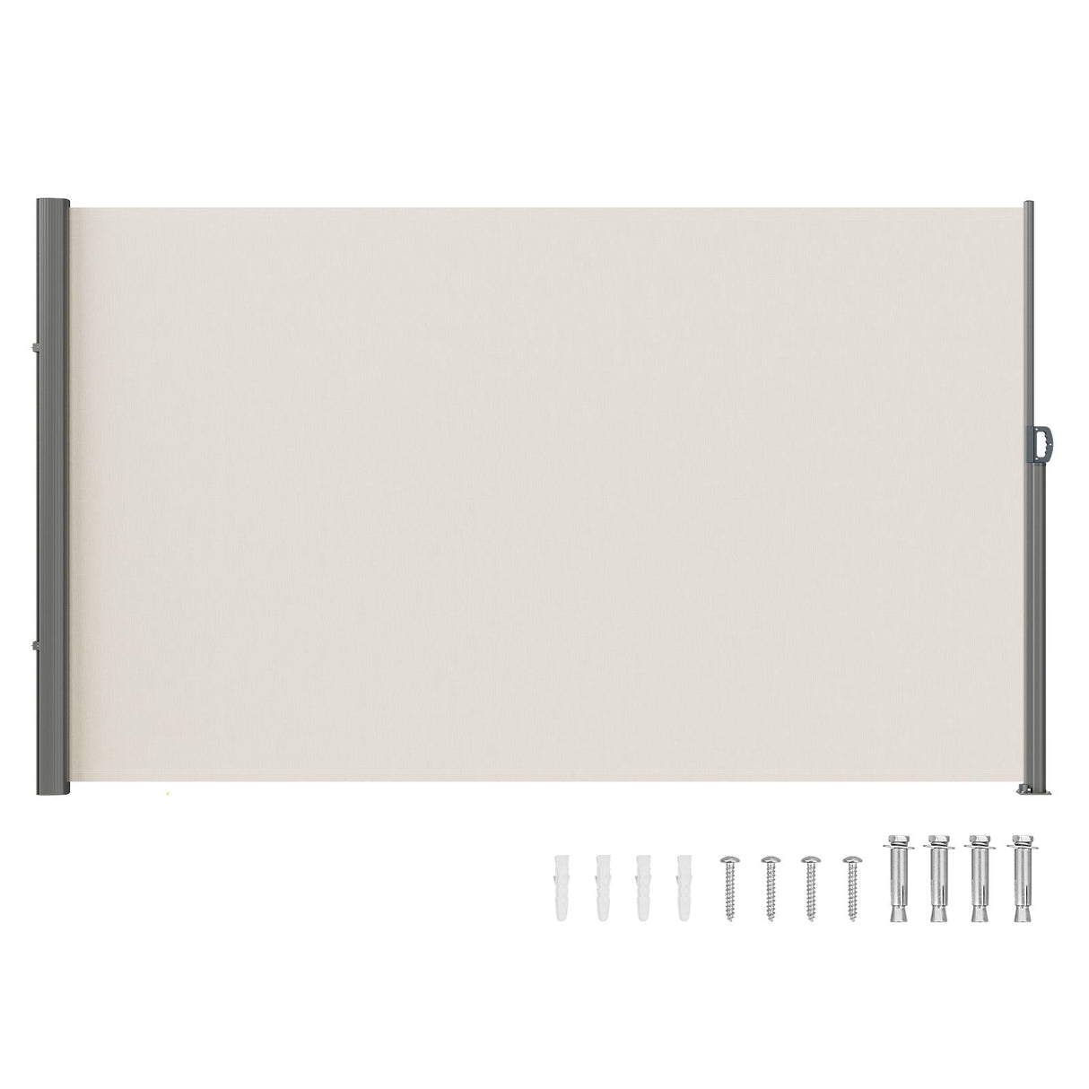 Retractable Side Awning,160X300cm Aluminum Outdoor Privacy Screen, 280g Polyester Water-proof Retractable Patio Screen, UV 30+ Room Divider Wind Screen for Patio, Backyard, Balcony, Beige