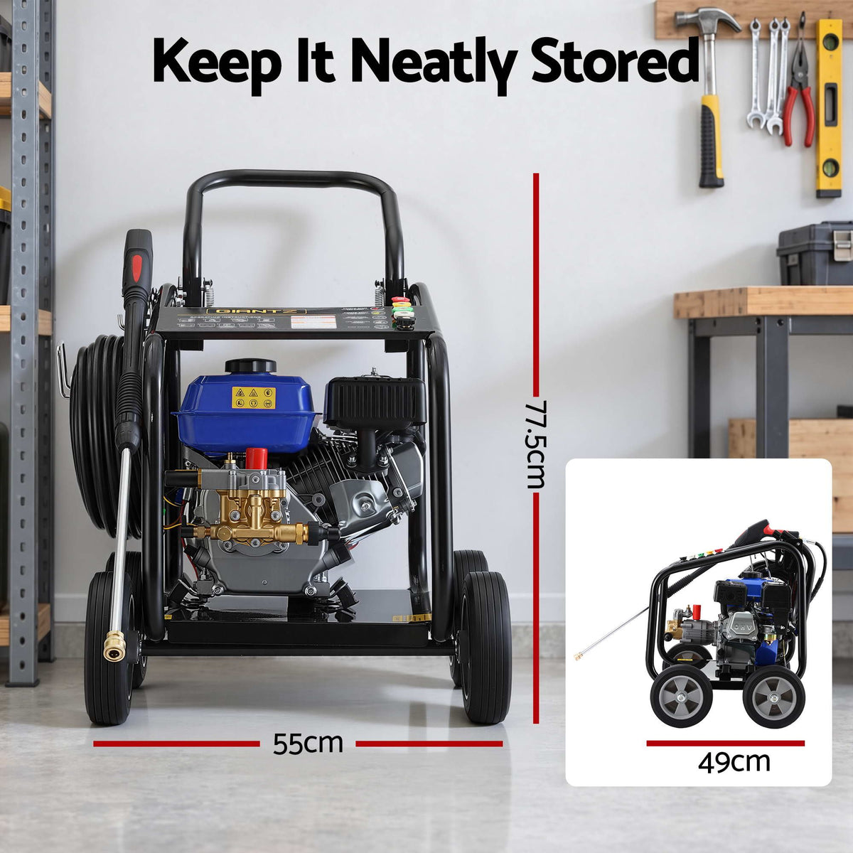 Giantz Petrol High Pressure Washer 3000PSI 7HP 4 Stroke Cleaner Commercial Blue