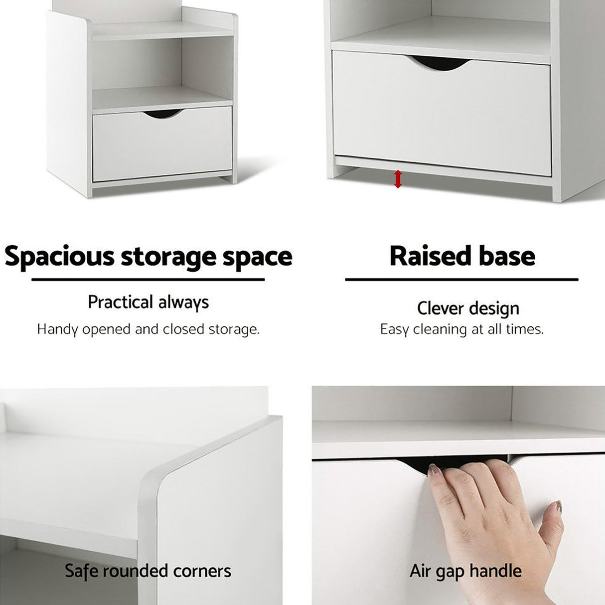 Artiss King Single Bed Frame and Bedside Table White