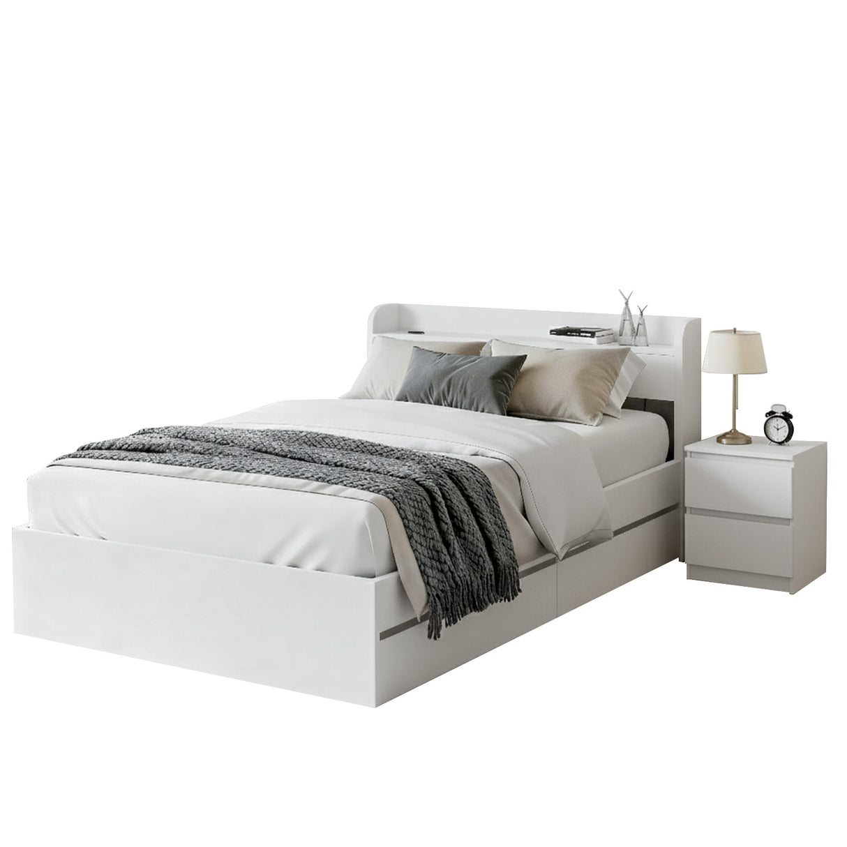 Artiss Single Bed Frame and Bedside Table