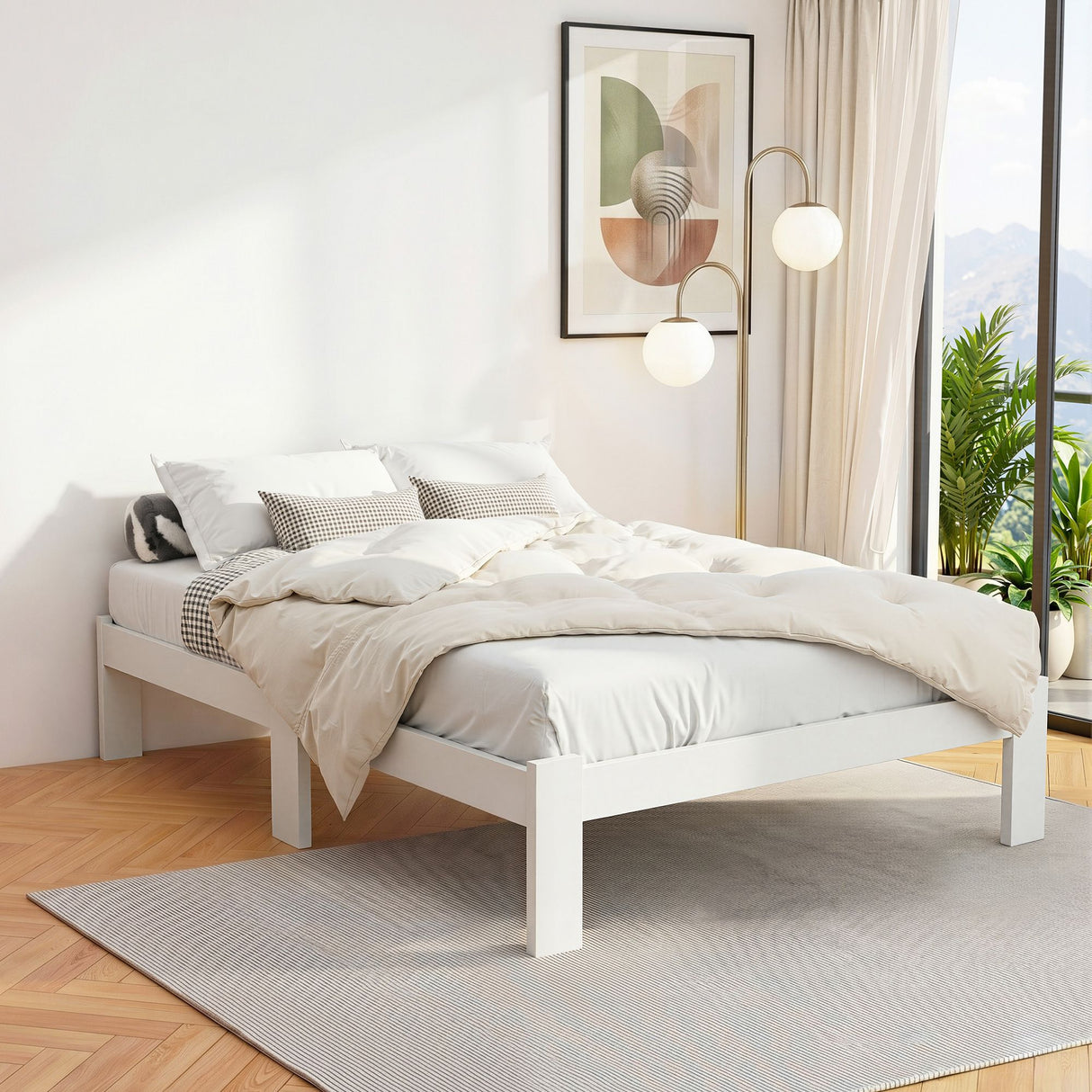 Jade White Timber Bed Frame Double Size