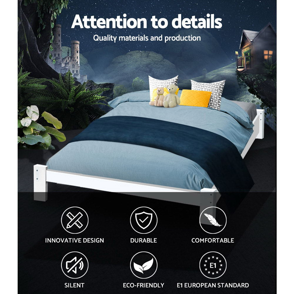 Jade White Timber Bed Frame Double Size