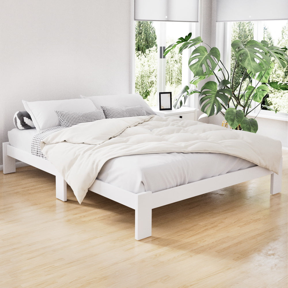 Jade White Timber Bed Frame Double Size