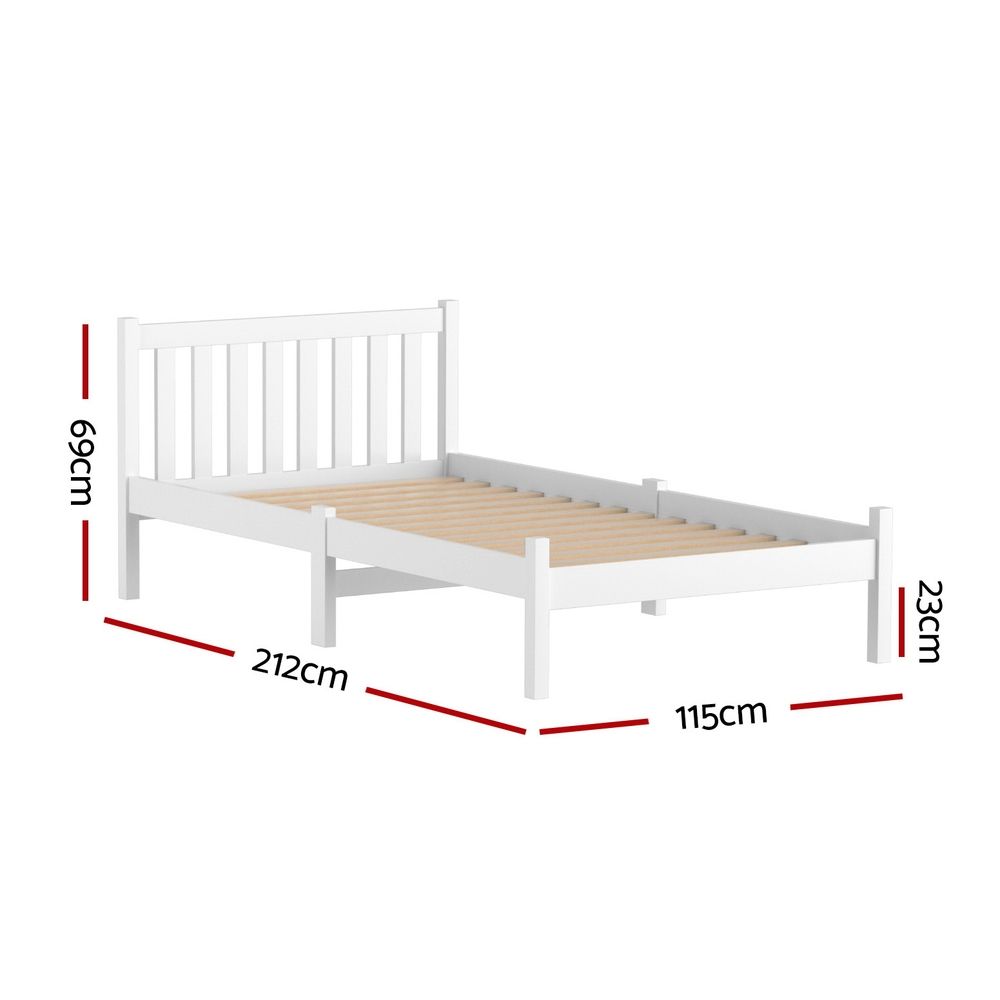 Sofie White Pine Bed Frame - King Single Size