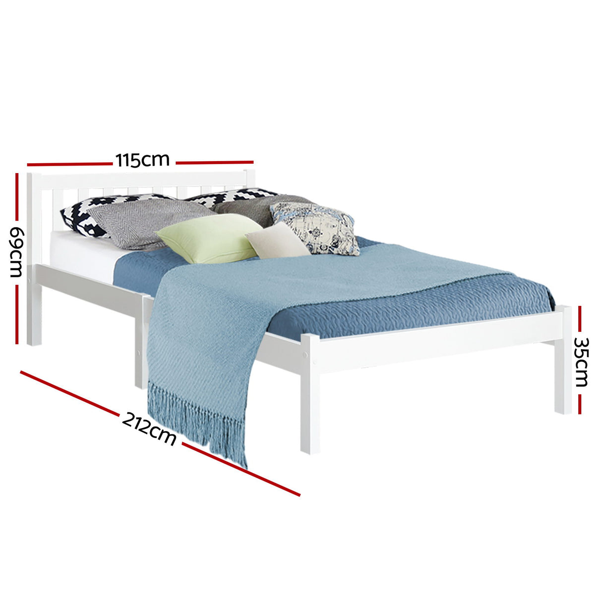 Sofie White Pine Bed Frame - King Single Size