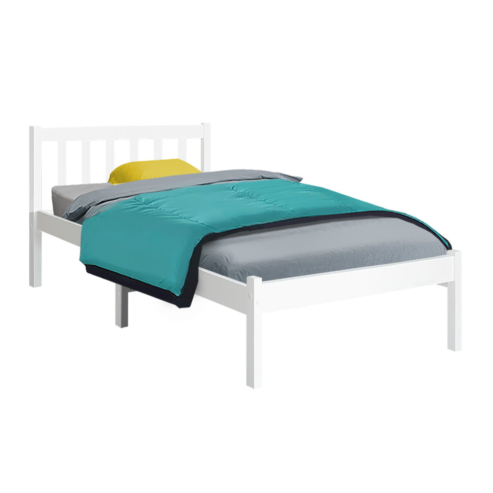 Single Wooden Bed Frame - White