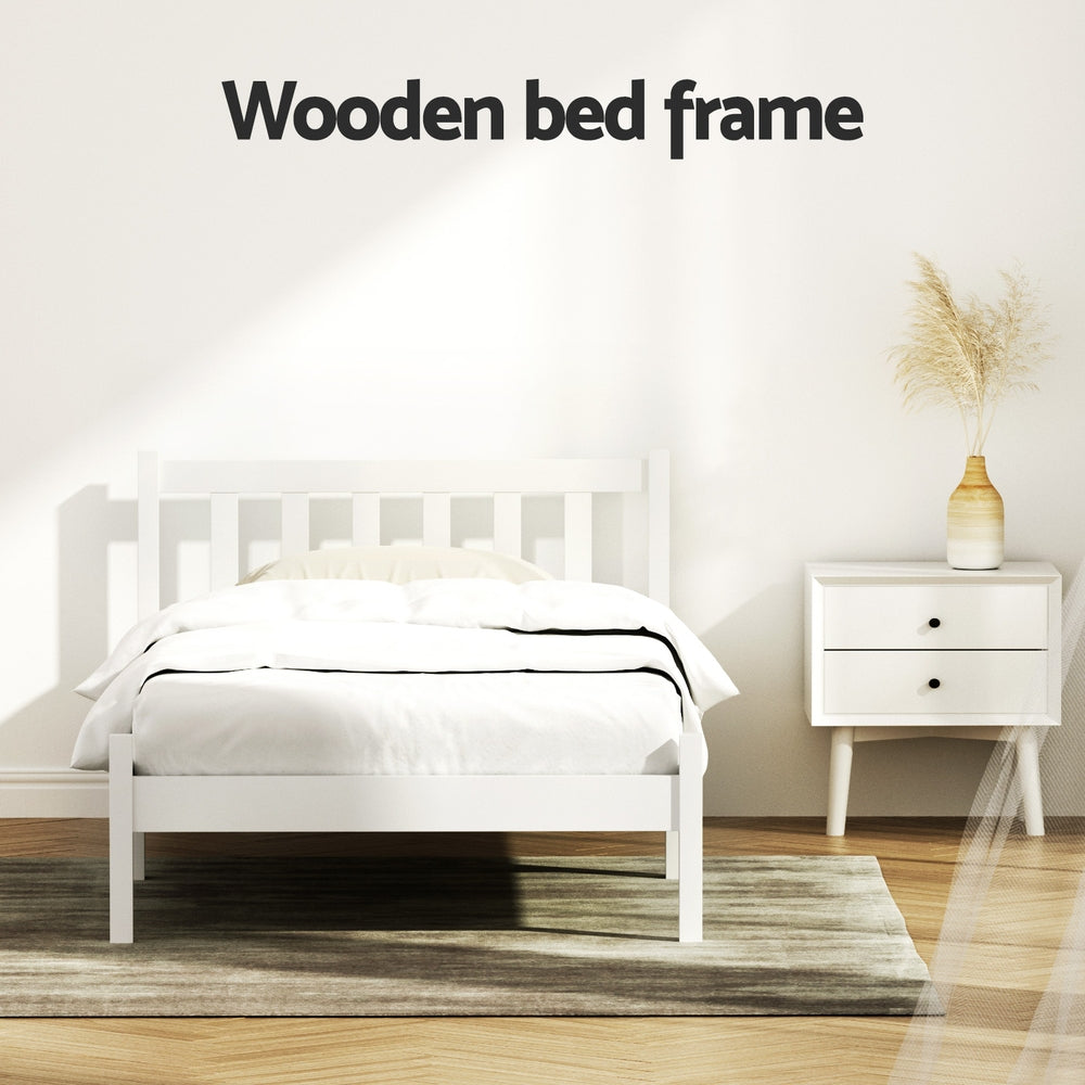 Single Wooden Bed Frame - White