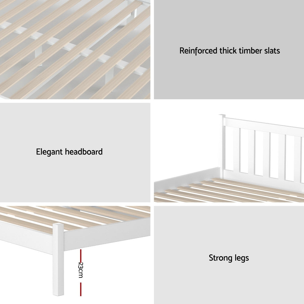 Single Wooden Bed Frame - White