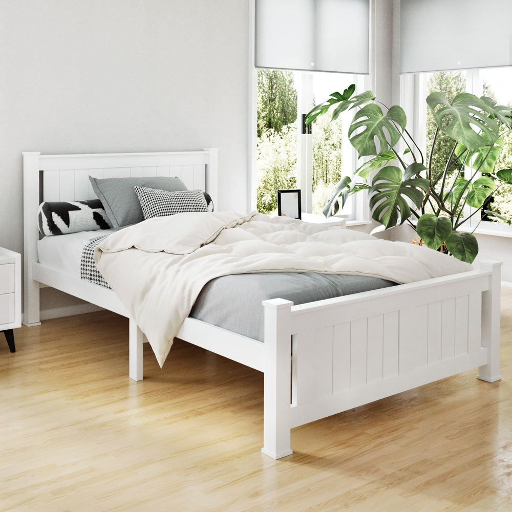 Bed Frame King Single Size Wooden White JADE