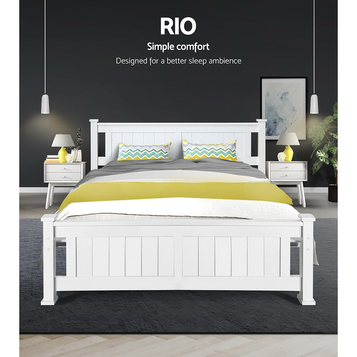 Rio White Queen Bed Frame