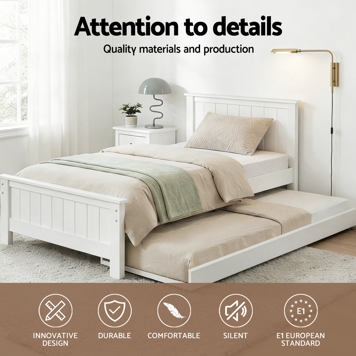 Elvis Trundle Bed Frame - King Single