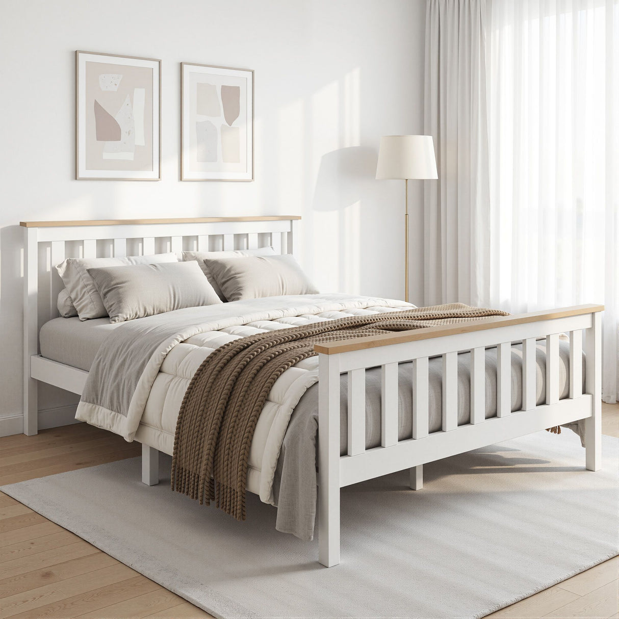 Bed Frame Double Size Metal Base Platform Foundation Black DREW