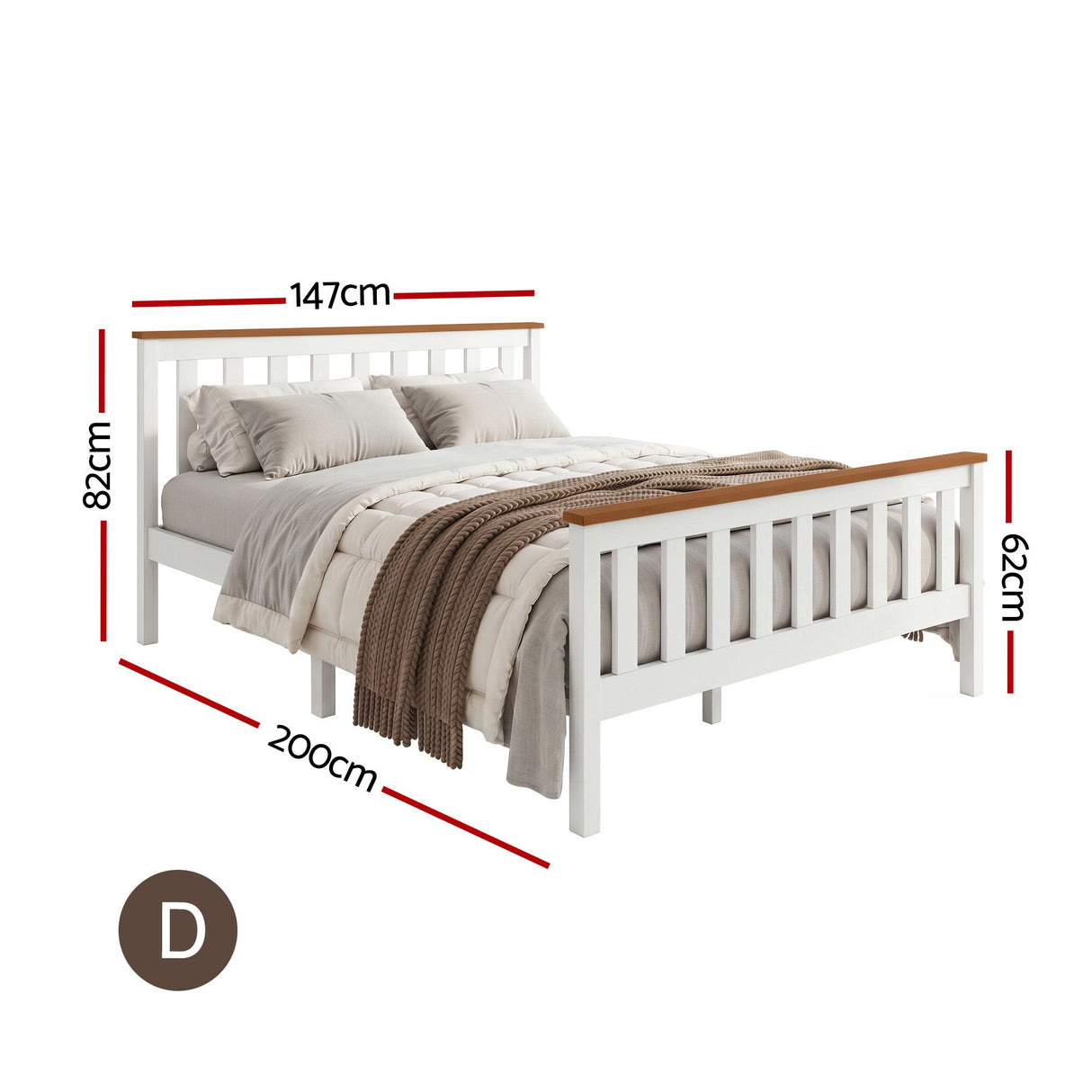 Bed Frame Double Size Metal Base Platform Foundation Black DREW