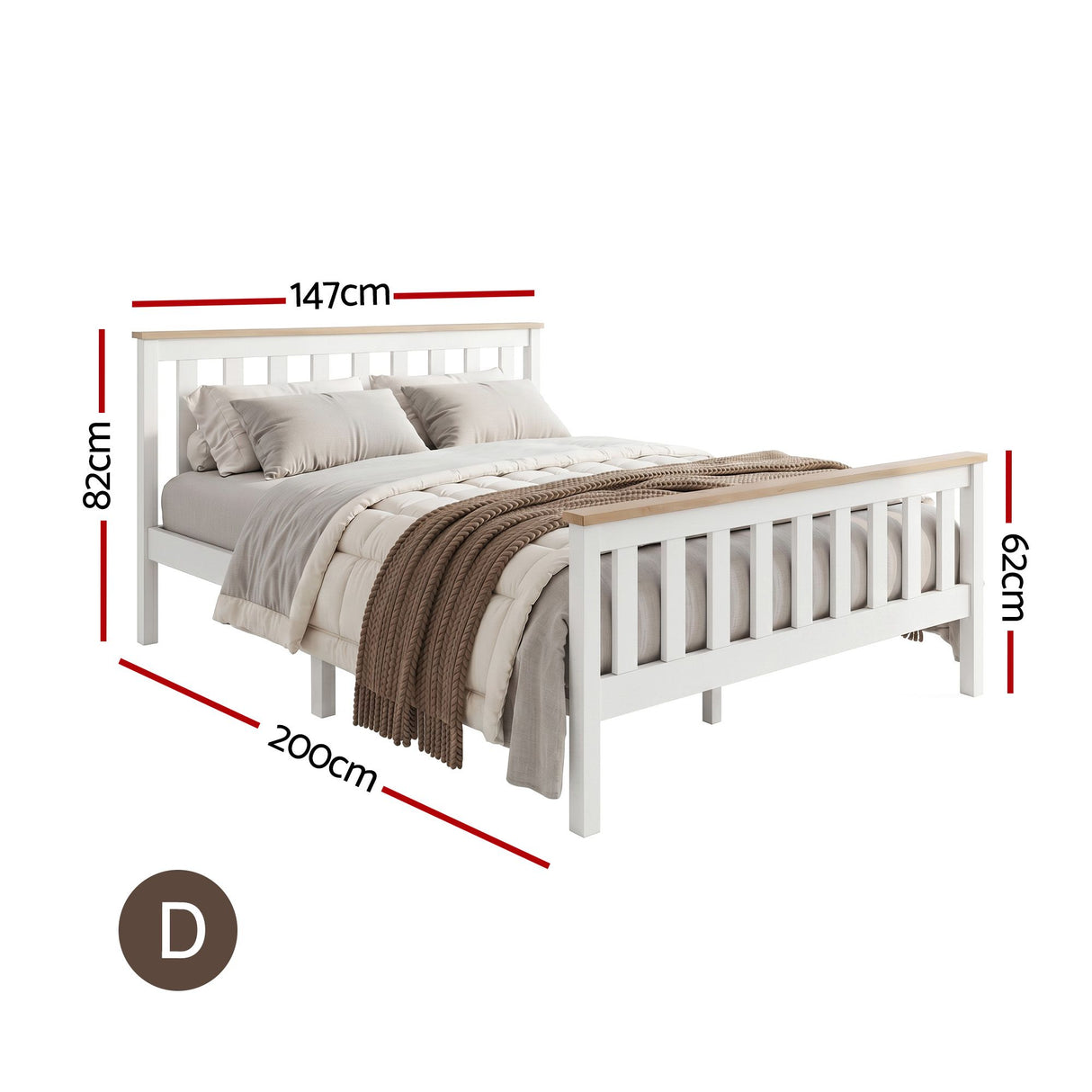 Bed Frame Double Size Metal Base Platform Foundation Black DREW