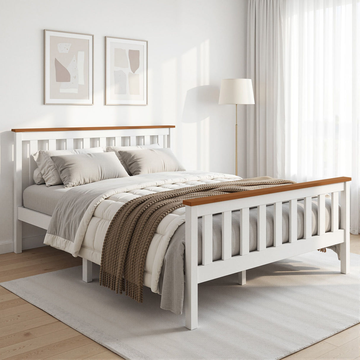 Bed Frame Double Size Metal Base Platform Foundation Black DREW