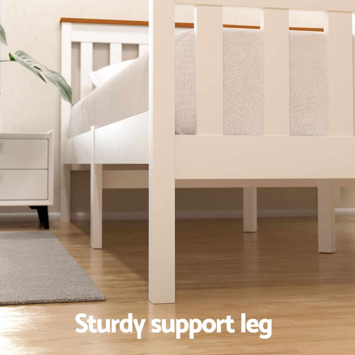 Artiss Bed Frame Single Size Wooden Platform with 2 Storage Drawers White PONY