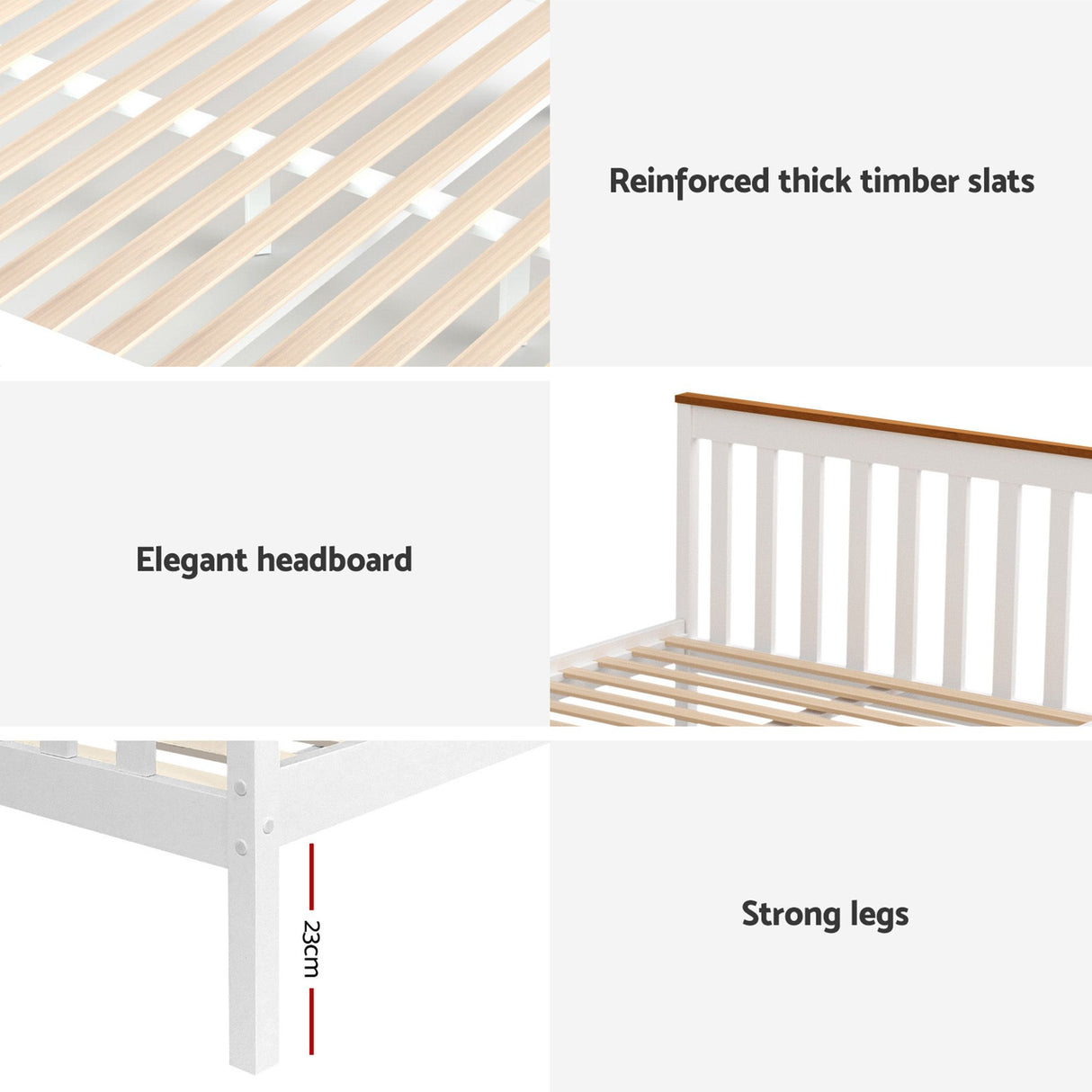 Artiss Bed Frame Single Size Wooden Platform with 2 Storage Drawers White PONY