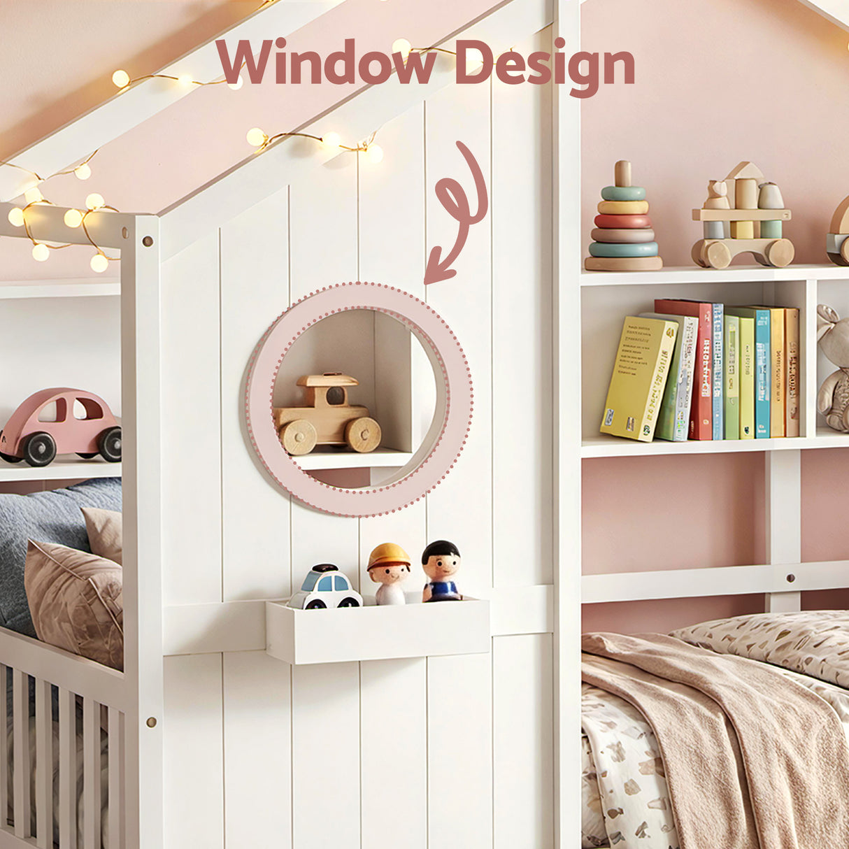 Artiss Kids Single Bed Frame House Bed Solid Wood Montessori Bed for Toddler White