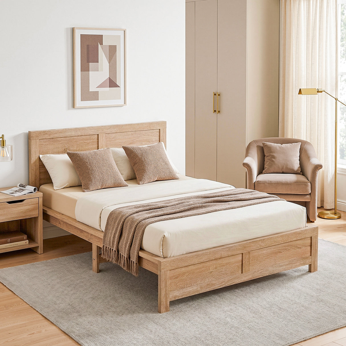 Artiss King Single Bed Frame Wooden Bed Base