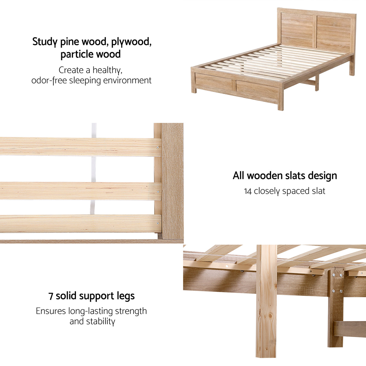 Artiss King Single Bed Frame Wooden Bed Base