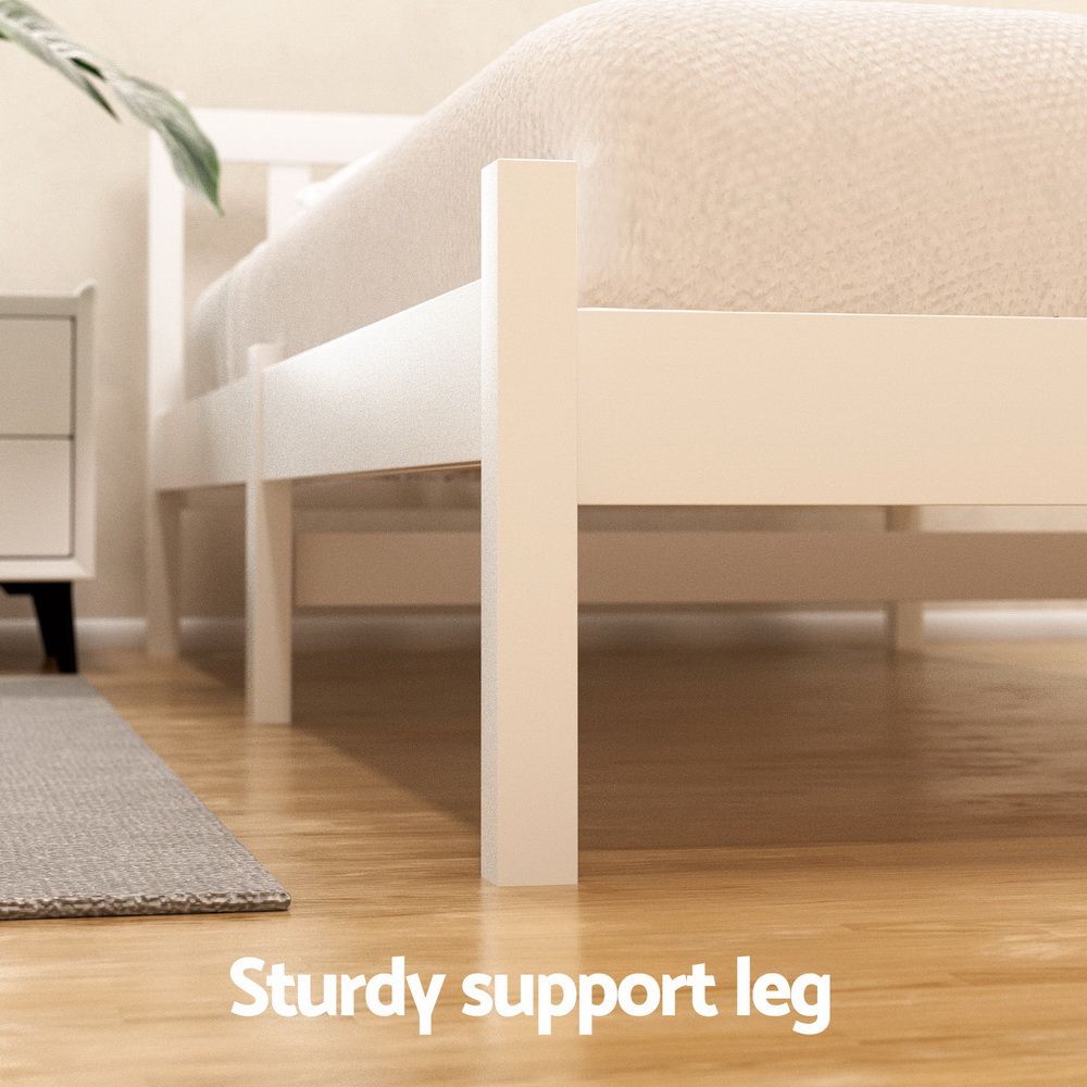 Artiss Bed Frame Double Size Wooden Platform with 2 Storage Drawers White SOFIE