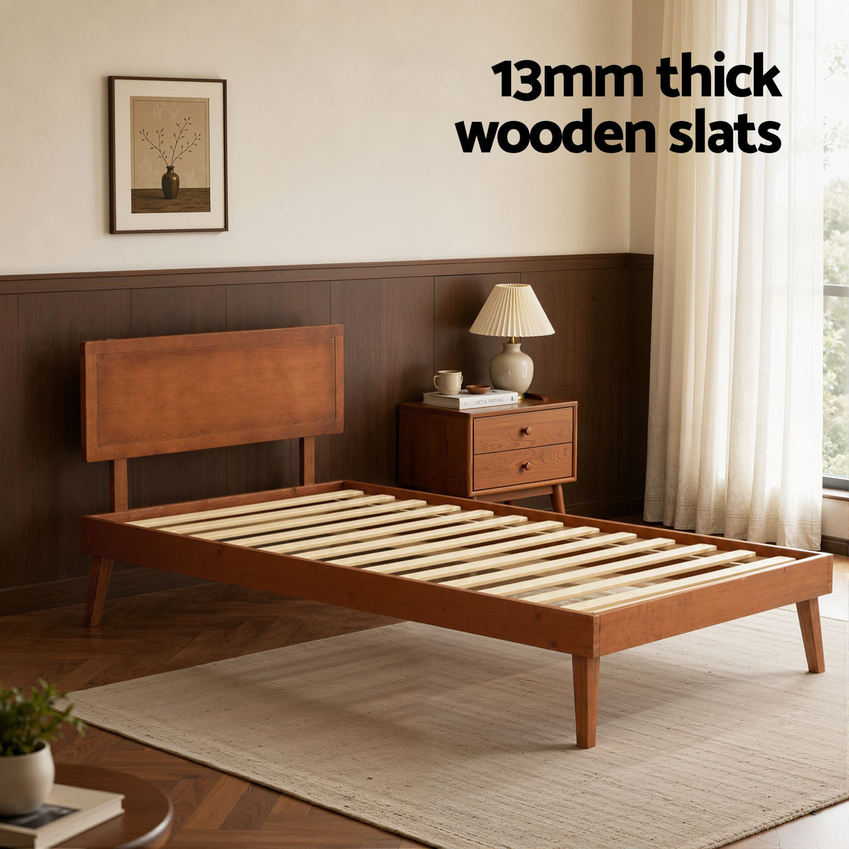 SPLAY Walnut Single Bed Frame