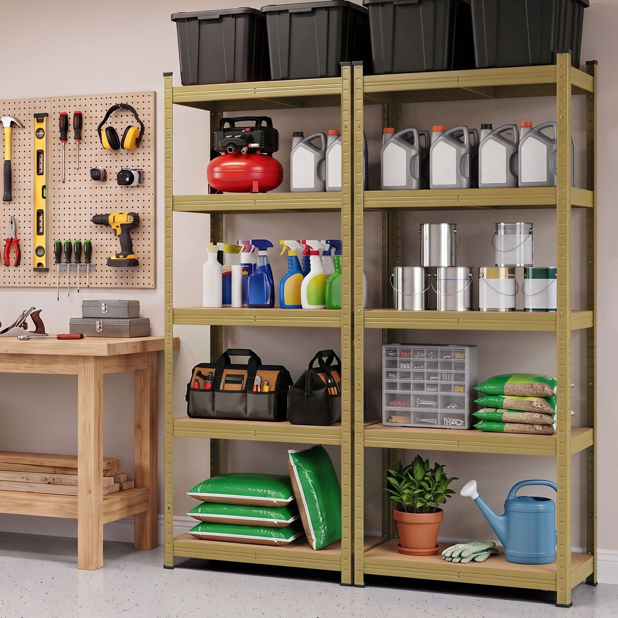 Giantz 2-Rack Garage Shelving 1.6X0.8m MDF Warehouse Shelves Storage Rack Yellow