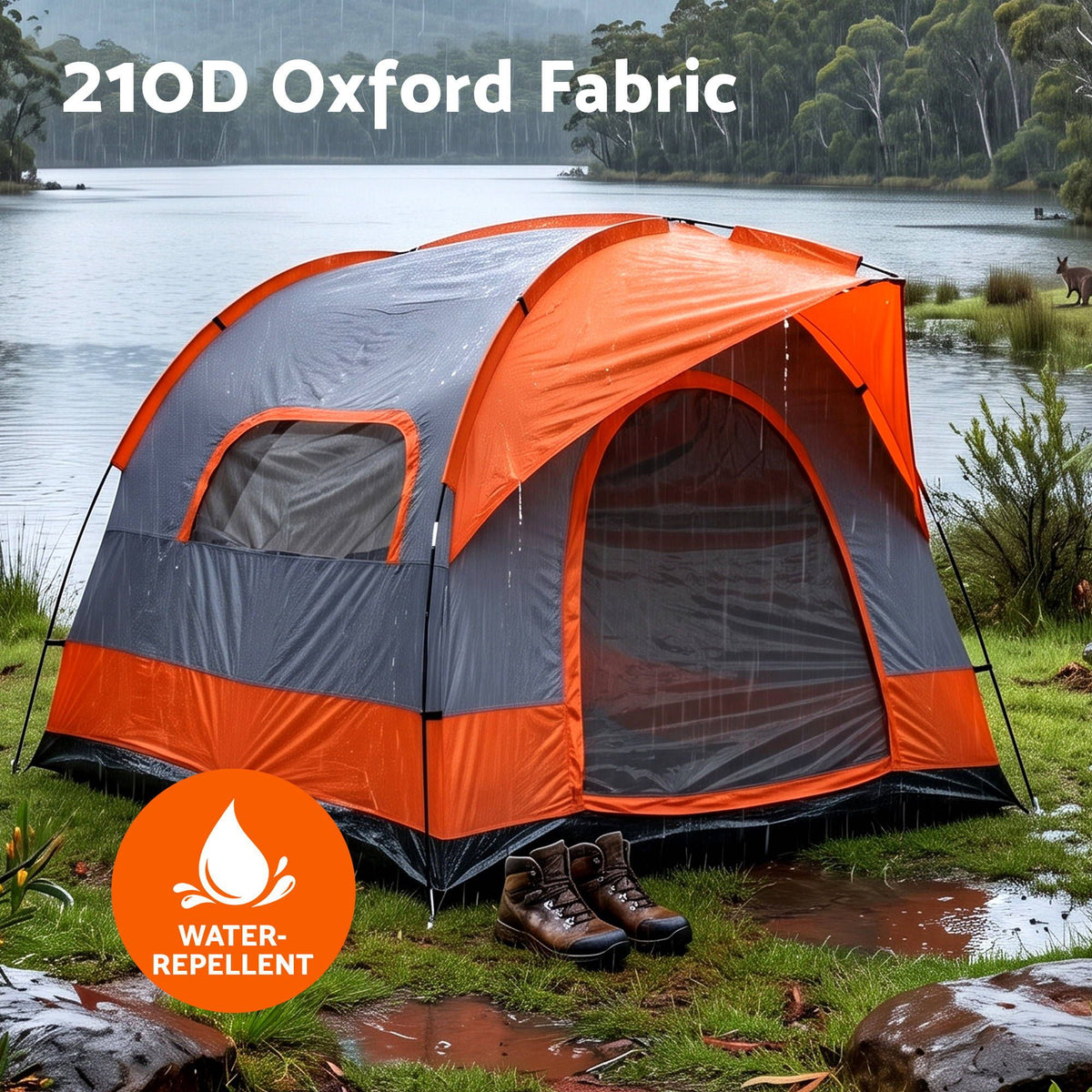 Weisshorn Camping Tent SUV Family Camping Car Tent 6-8 Person 250cm Orange