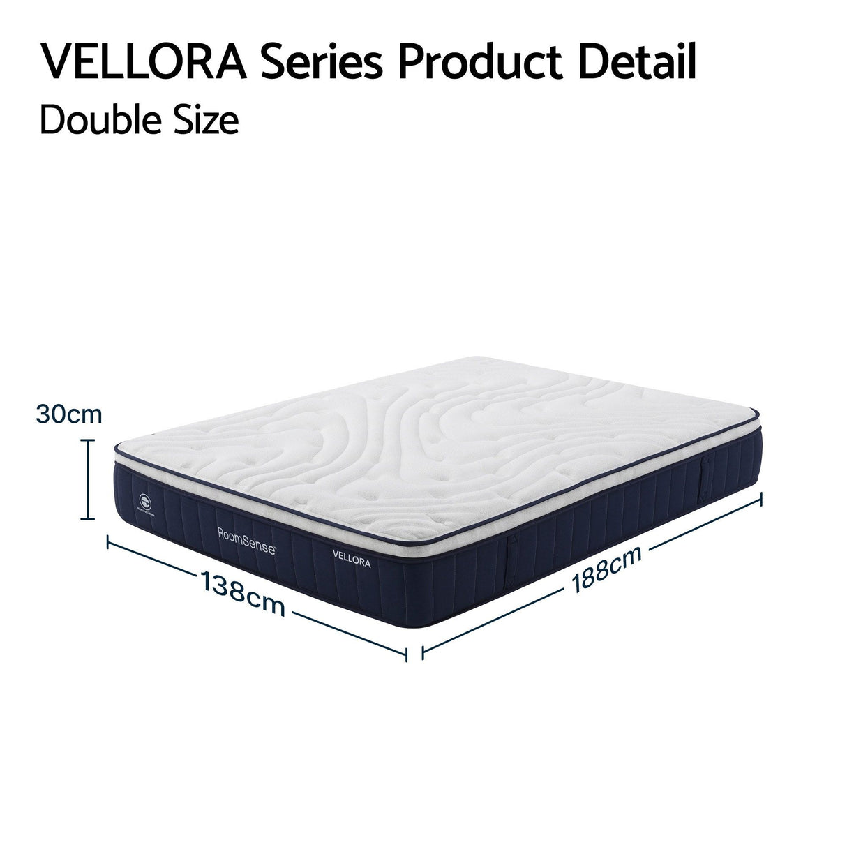 RoomSense Double Mattress , 30cm Medium Firm Hybrid Mattress with Latex Lumbar Support for Back Pain Relief , Pocket Spring Mattress Double Size in a Box