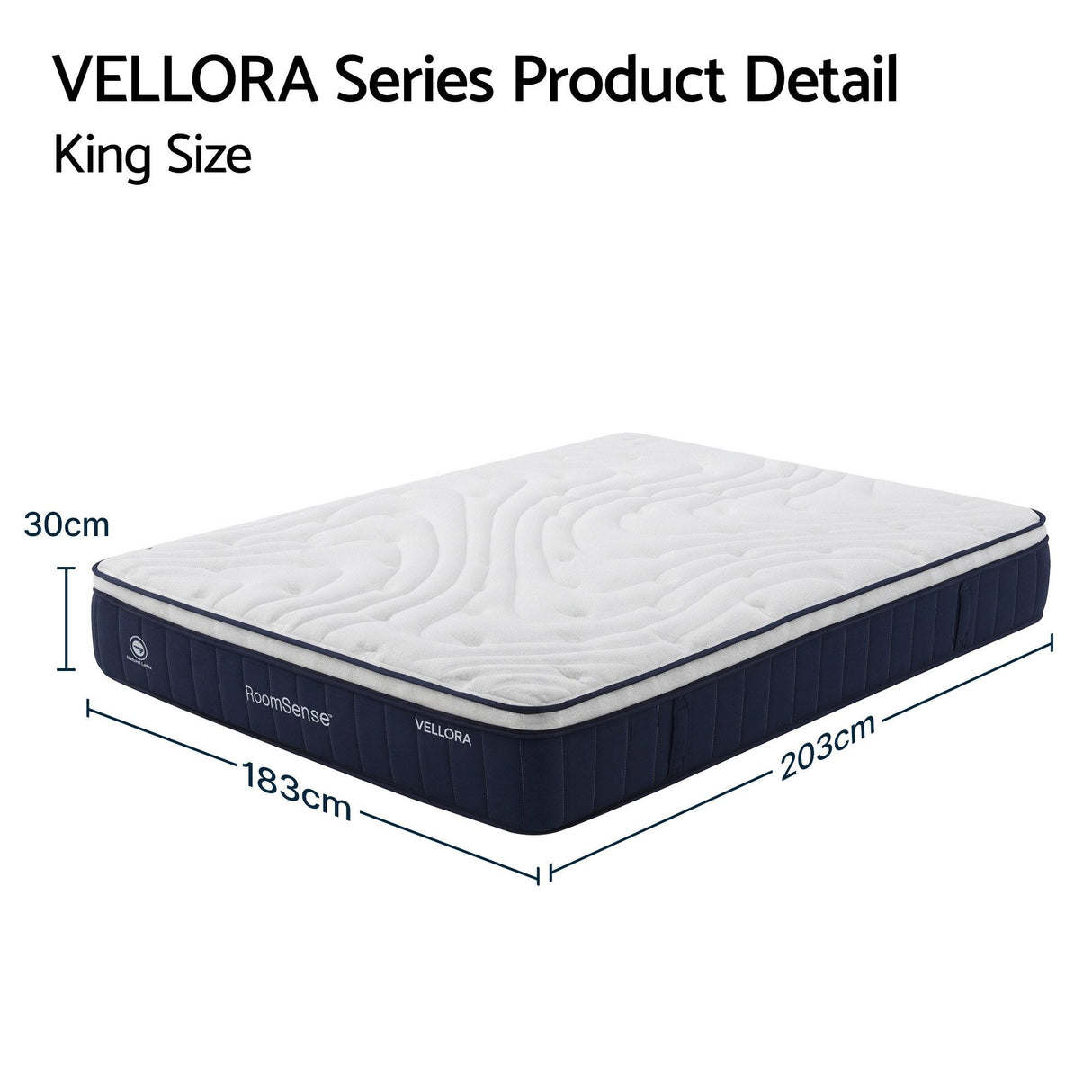 RoomSense King Mattress , 30cm Medium Firm Hybrid Mattress with Latex Lumbar Support for Back Pain Relief , Pocket Spring Mattress King Size in a Box