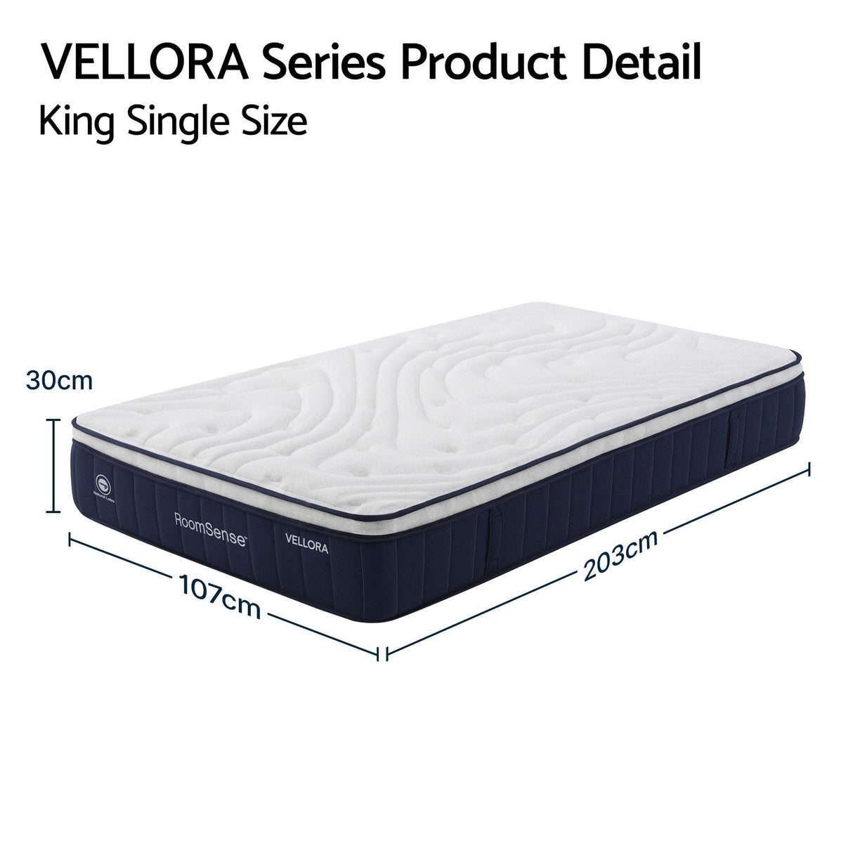 RoomSense King Single Mattress , 30cm Medium Firm Hybrid Mattress with Latex Lumbar Support for Back Pain Relief , Pocket Spring Mattress King Single Size in a Box