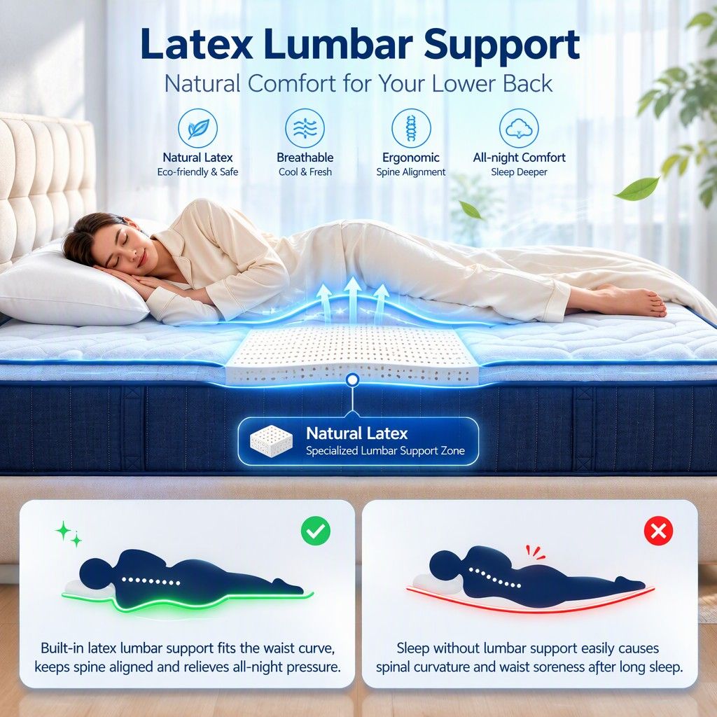 RoomSense King Single Mattress , 30cm Medium Firm Hybrid Mattress with Latex Lumbar Support for Back Pain Relief , Pocket Spring Mattress King Single Size in a Box