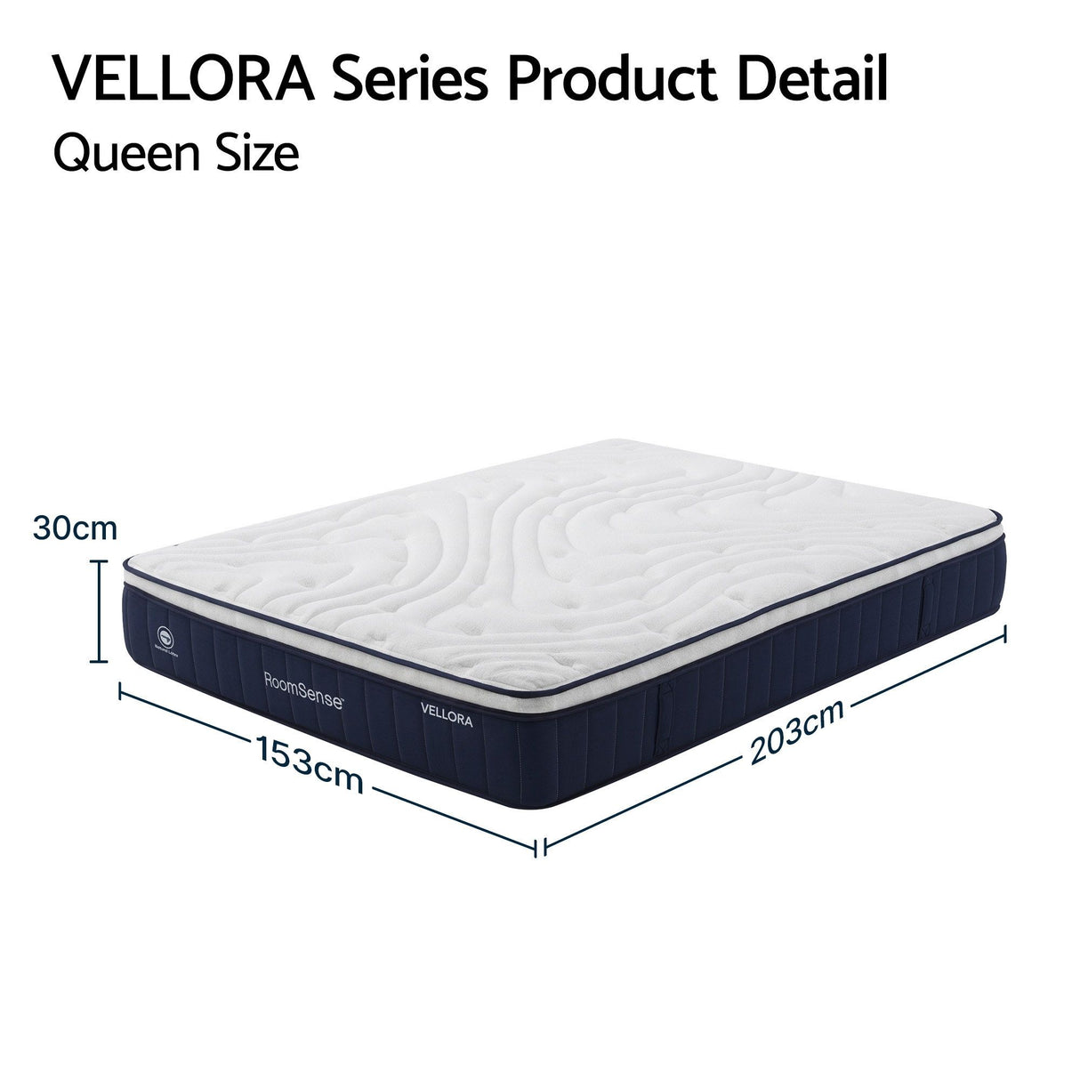 RoomSense Queen Mattress , 30cm Medium Firm Hybrid Mattress with Latex Lumbar Support for Back Pain Relief , Pocket Spring Mattress Queen Size in a Box