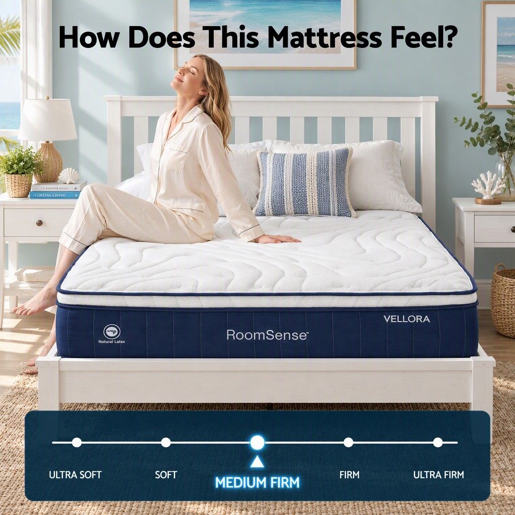 RoomSense Single Mattress , 30cm Medium Firm Hybrid Mattress with Latex Lumbar Support for Back Pain Relief , Pocket Spring Mattress Single Size in a Box