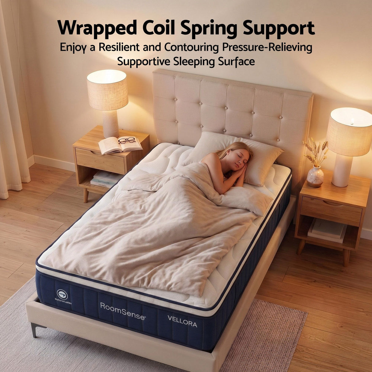 RoomSense Single Mattress , 30cm Medium Firm Hybrid Mattress with Latex Lumbar Support for Back Pain Relief , Pocket Spring Mattress Single Size in a Box