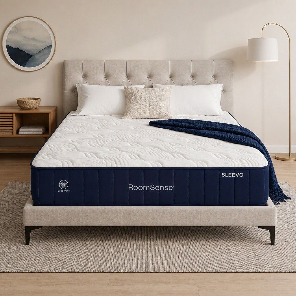 RoomSense Double Mattress, 26cm Orthopedic Firm Mattress for Back Pain Relief, Pocket Spring Hybrid Mattress Double Size for Home & Rental