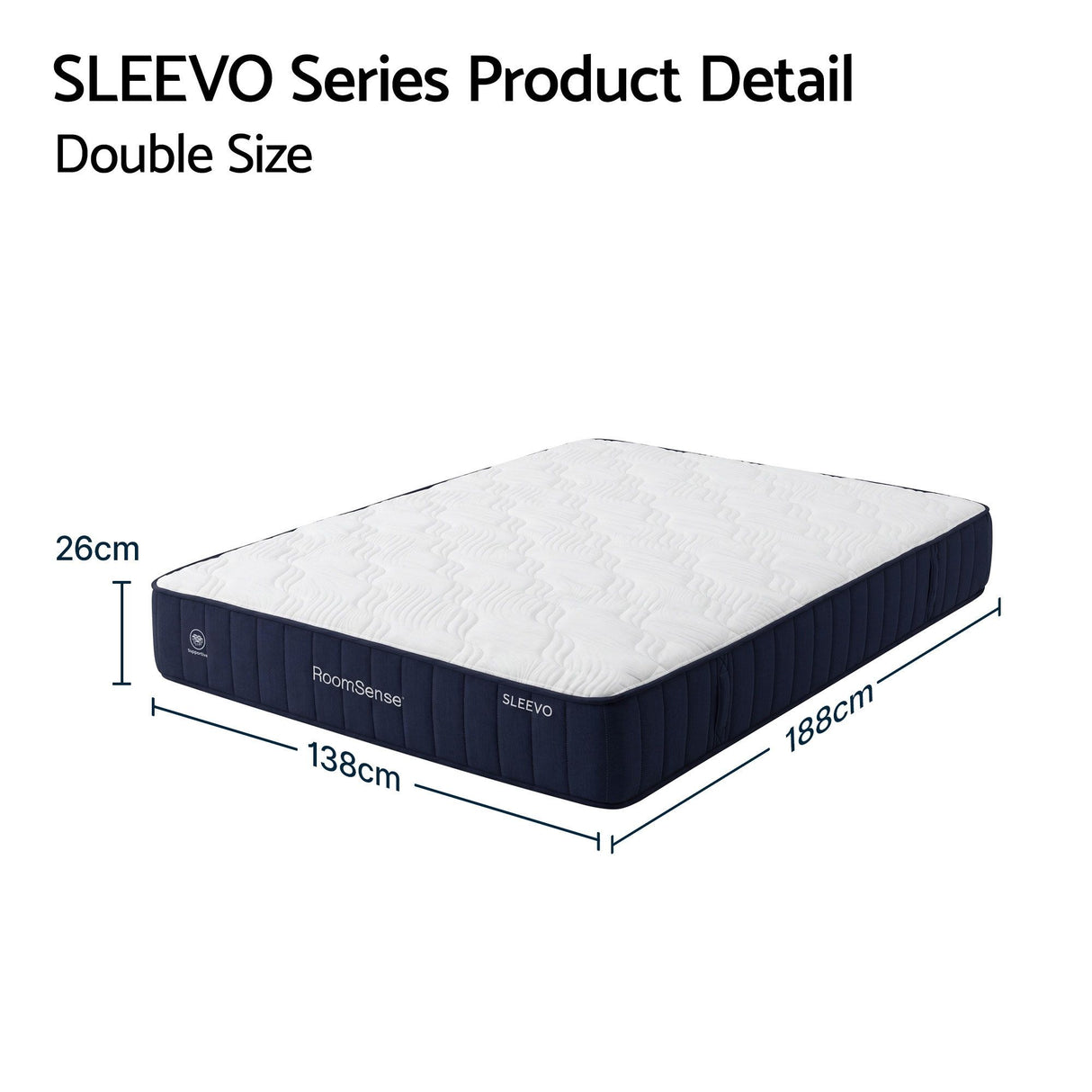 RoomSense Double Mattress, 26cm Orthopedic Firm Mattress for Back Pain Relief, Pocket Spring Hybrid Mattress Double Size for Home & Rental