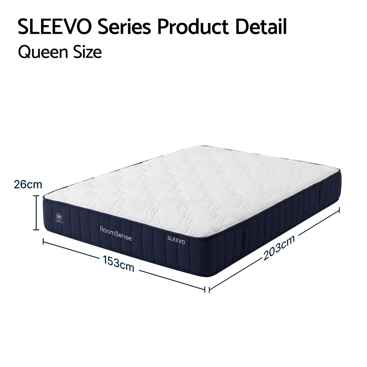 RoomSense Queen Mattress, 26cm Orthopedic Firm Mattress for Back Pain Relief, Pocket Spring Hybrid Mattress Queen Size for Home & Rental