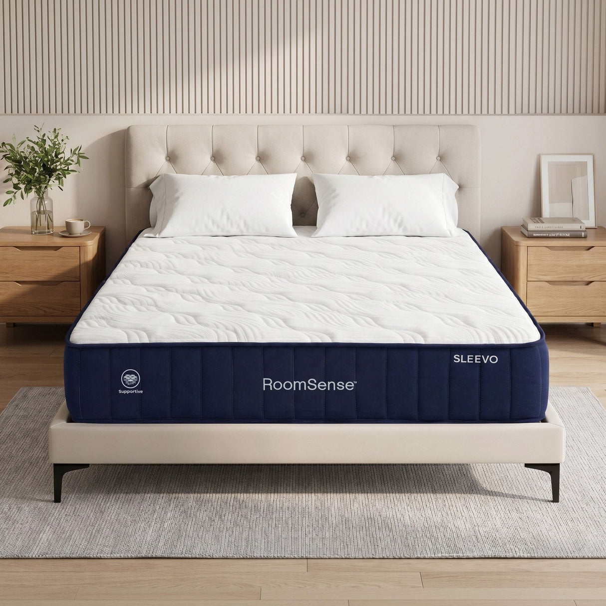 RoomSense Queen Mattress, 26cm Orthopedic Firm Mattress for Back Pain Relief, Pocket Spring Hybrid Mattress Queen Size for Home & Rental