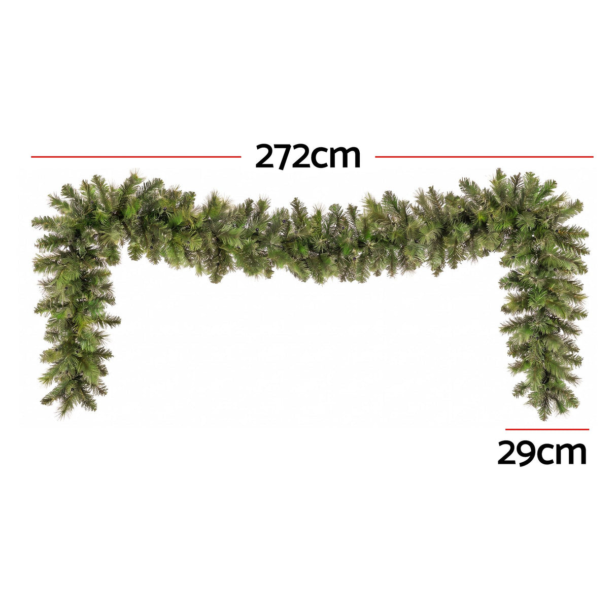 Jingle Jollys 2.7M Christmas Garland 8 Mode LED Lights Timing 200Tips Xmas Decor