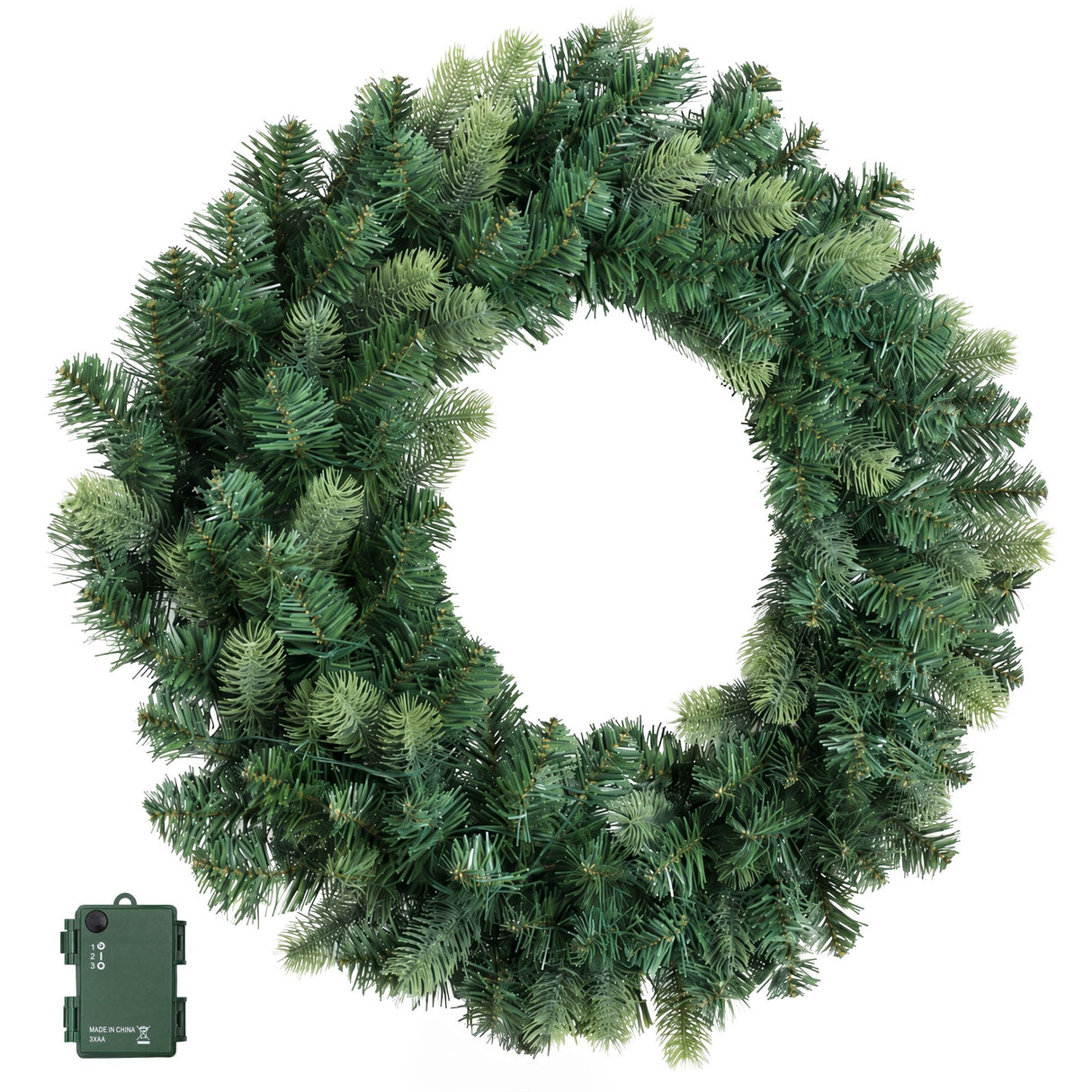 Jingle Jollys 60cm Pre-Lit Christmas Wreath GarlandsWarm White LED Light Door Wreaths Battery Timer