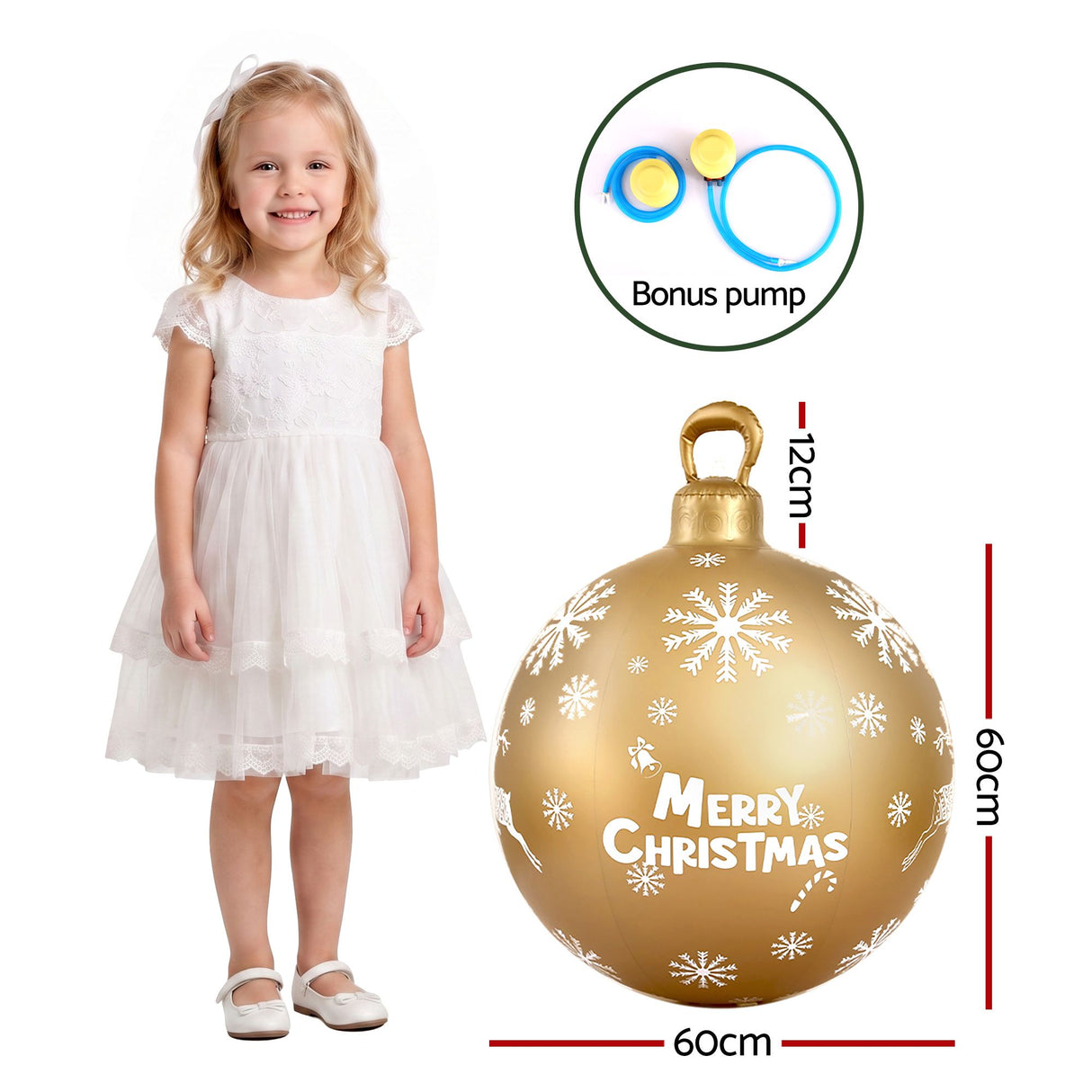 Jingle Jollys Christmas Inflatable Ball Bauble 60cm Outdoor Decoration Gold