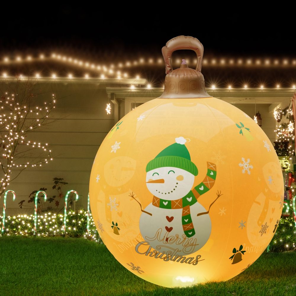 Jingle Jollys Christmas Inflatable Ball 60cm Led Illuminated Snowman Xmas Decor Gold