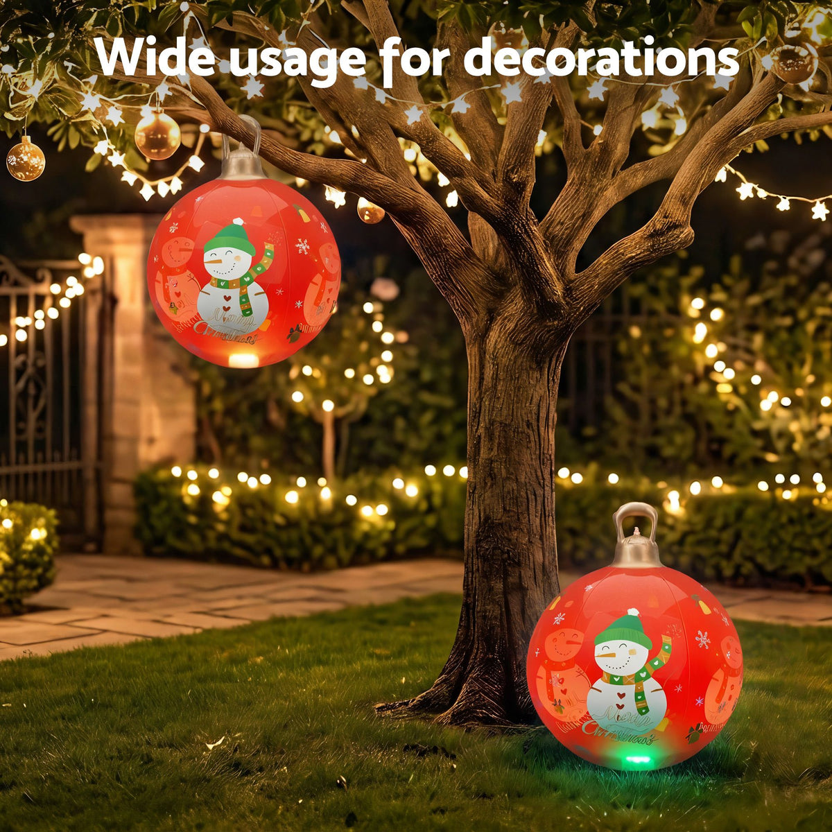 Jingle Jollys Christmas Inflatable Ball 60cm Illuminated Led Snowman Xmas Decor