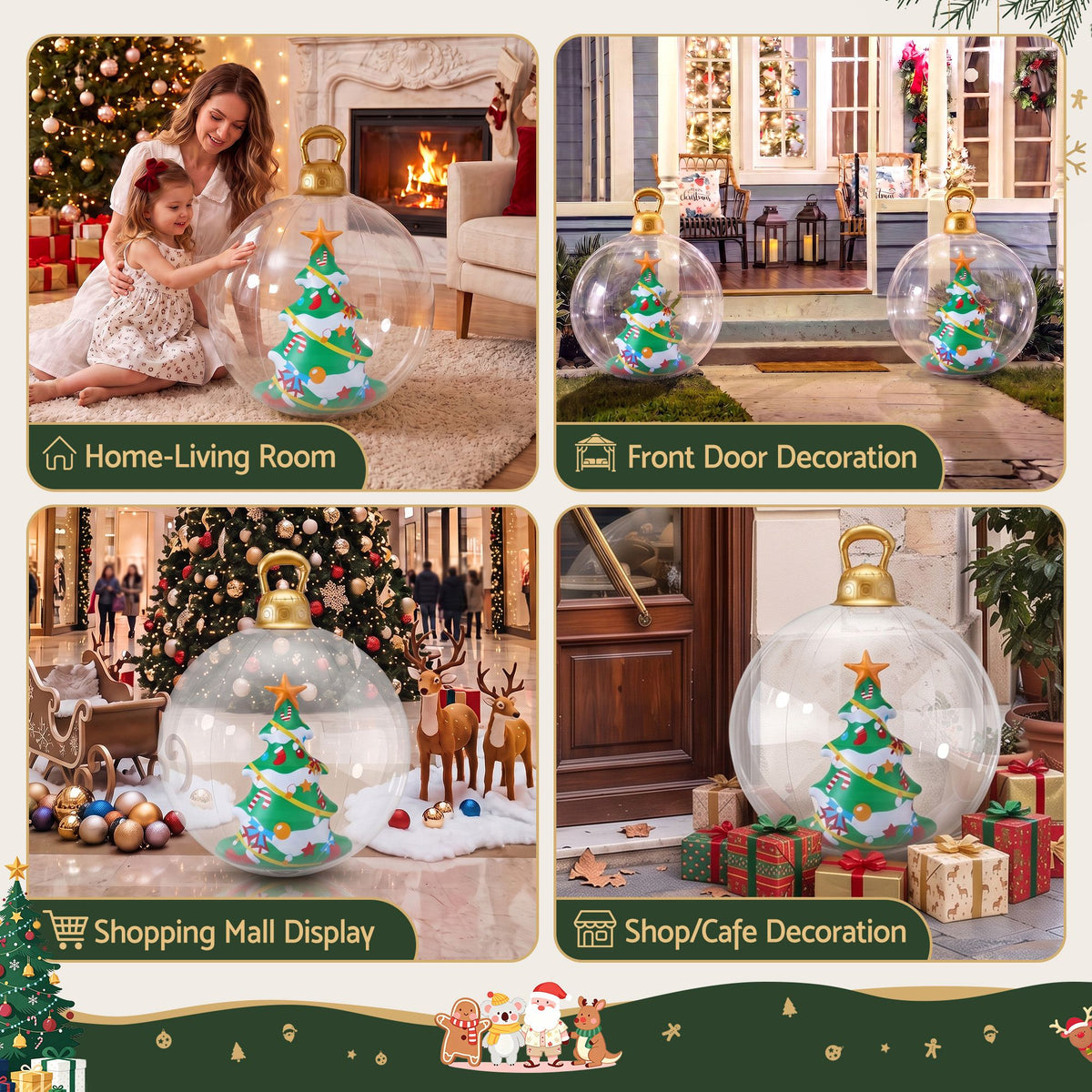 Jingle Jollys Christmas Inflatable Ball 60cm Tree Decoration Giant Bauble Clear