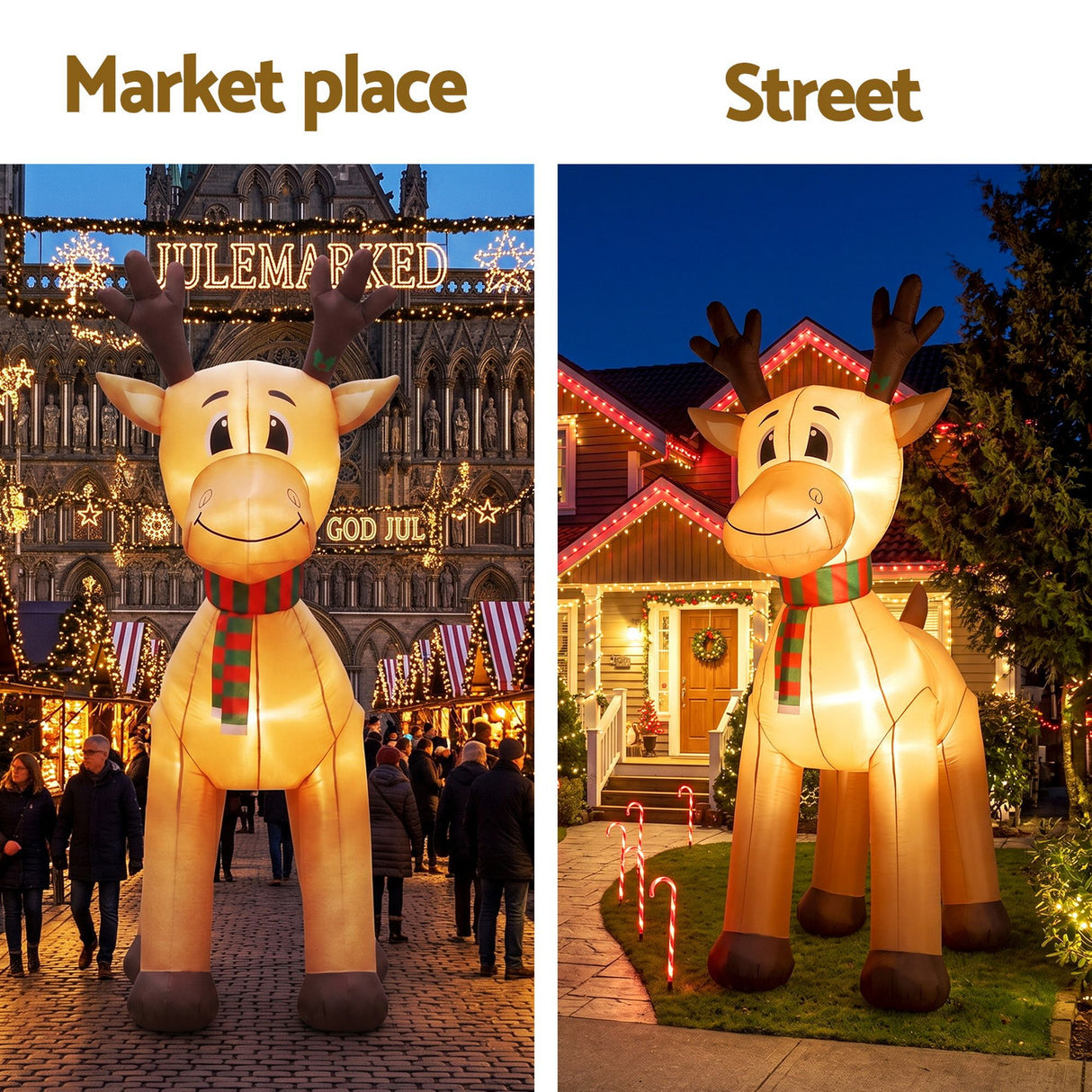 Jingle Jollys Christmas Inflatable Reindeer 5M Illuminated Decorations