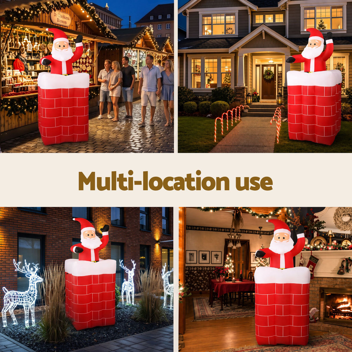 Jingle Jollys Christmas Inflatable Santa Pop Up 1.8M Illuminated Decorations