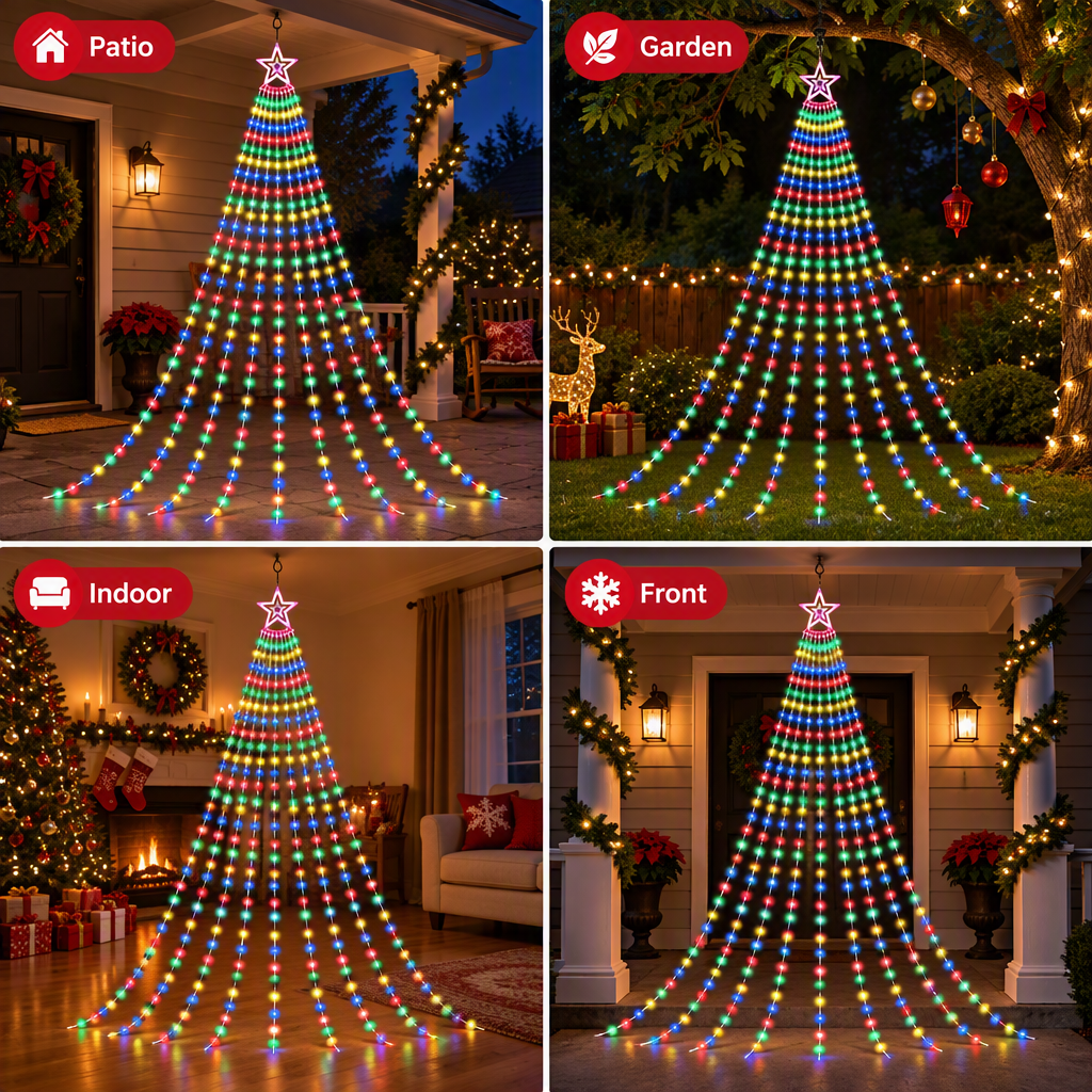 Jingle Jollys 3.8M Christmas Lights Waterfall String Light 340 LED